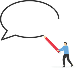 Adobe Illucommunication skill for success, sending message or start a conversation, effective communication or presentation skill, professional businessman drawing speech bubble using pstrator Artwork