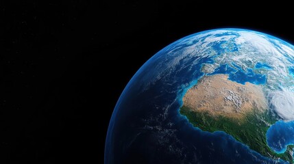 Obraz premium 3D global view of Earth during La Nina, focusing on enhanced hurricane activity and cooler sea temperatures in the Pacific