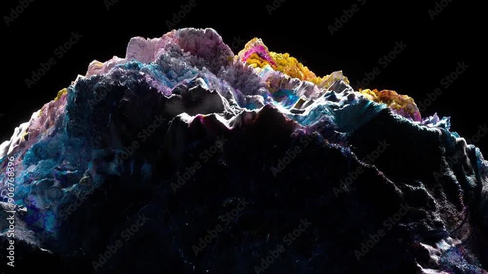 Poster 3d render of abstract art video animation with surreal mineral geology stone object ocean coral reef