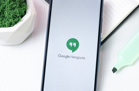 New York, USA - 1 August 2024: Google Hangouts Logo on Phone Screen, Icon on Display