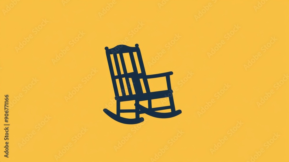 Poster Minimalist Rocking Chair on Vibrant Yellow Background