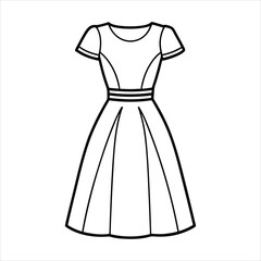 A stylish plain dress illustration line art vector