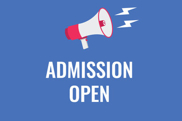 admission open button, banner, label, template for website. admission open text with colorful megaphone icon
