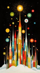 Vibrant Abstract Cityscape with Colorful Spires