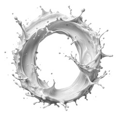 The letter O made of milk and paint
