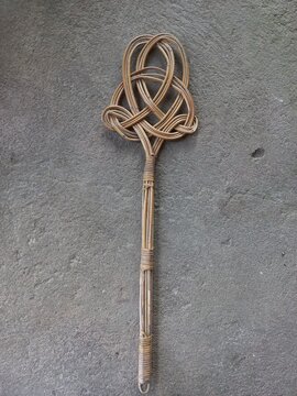 traditional rattan mattress beater, vintage handmade rug beater 