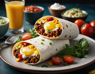 delicious and tasty juicy Breakfast Burrito
