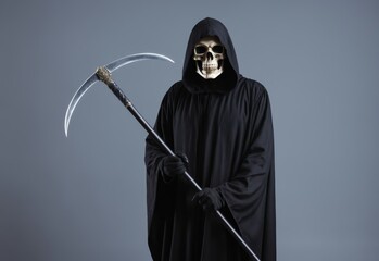 The grim reaper with a scythe, portrait of the death