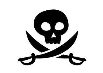 Skull and swords simple silhouette icon. Clipart image isolated on white background
