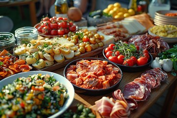 Obraz premium Appetizing Spread of Mediterranean Cuisine