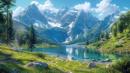 Majestic Mountain Lake Landscape in the Alps