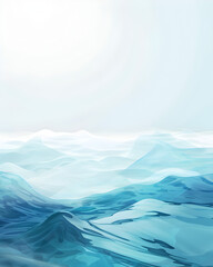 A blue ocean with mountains in the background