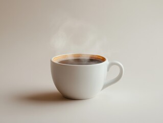 Aromatic Hot Coffee Cup with Steam Rising on White Background