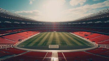 Aerial view photo from flying drone at football or soccer stadium. Neural network ai generated art