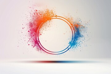 abstract watercolor circles with colorful splashes, white background, simple, in the style of vector art, in the style of vector logo, flat design 