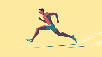 flat vector illustration of professional running athlete in international marathon sports race games events isolated on color background