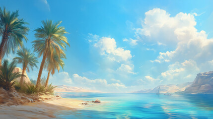 Obraz premium ancient, nile river, illustration, Egypt, historical, waterway, civilization, nature, landscape, riverbank, ancient Egypt