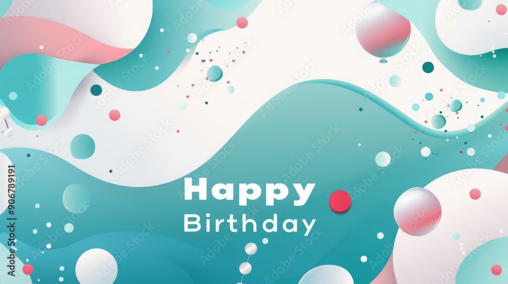 Poster a vibrant design featuring waves and bubbles in various colors, celebrating a birthday theme with ch