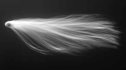 Abstract White Streak of Light Against Black Background