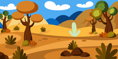 Desert Scene Vector Illustration for kids story