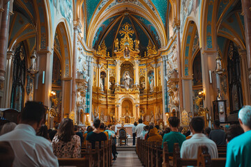 People at church during holy mass