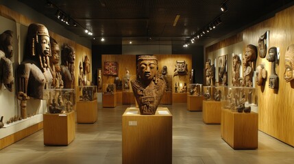 Interior of the National African Museum of Central Africa, highlighting exhibits and cultural...