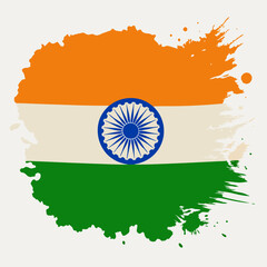Indian Flag Tricolor Brush Style Flag Happy Independence Day