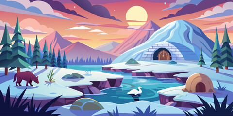 Tundra Scene Vector Illustration