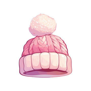 pink knitted winter hat with pompom clip art preview