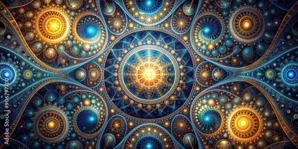 Poster Fractal realms visualization depicting intricate geometric patterns and infinite complexity, fractal, realms