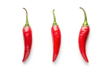 red hot chili peppers isolated on white background, full depth of field , ai