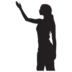 Silhouette female hands silhouette white background
