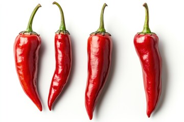 red hot chili peppers isolated on white background, full depth of field , ai