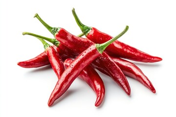 red hot chili peppers isolated on white background, full depth of field , ai