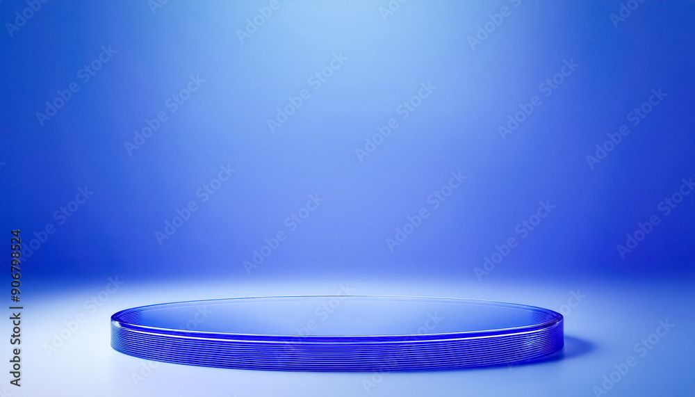 Poster Blue Glass Pedestal on Blue Background