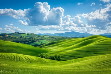 Obraz premium Capturing the serene beauty of emerald green hills in tuscany breathtaking photography shot