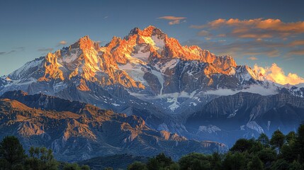 Fototapeta premium Majestic Mountain Landscape at Sunset in the Alps