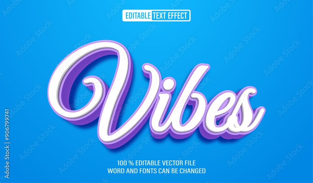 Poster editable 3d text style effect - vibes text effect template