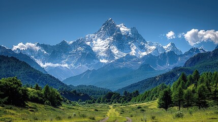 Majestic Snow-Capped Mountains in Serene Alpine Landscape