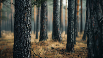 Obraz premium Forest landscape. Concept of trails, wildlife, adventures. Ai generated