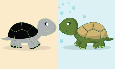 Hand drawn sea ocean Cute turtle vector illustration