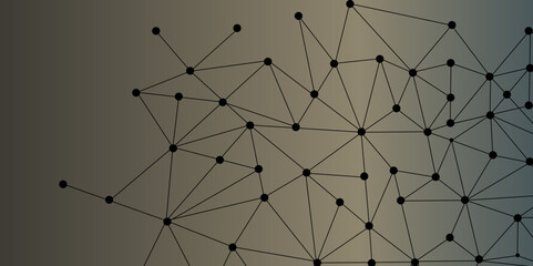 Technology abstract gradient grey  digital background of connected dot with irregular stock lines. Network Connecting dot polygon background. Concept of Networking technology and futuristic style.