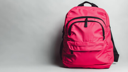 A school backpack alone against a plain white backdrop, with room for your own text or designs.