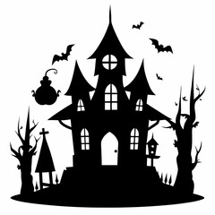 black halloween witch house black silhouette