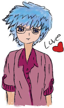 person with hair. animi boy