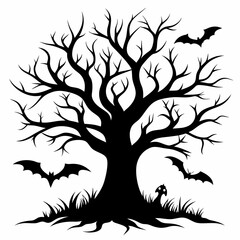gothic tree for Halloween black silhouette