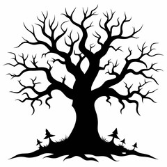 gothic tree for Halloween black silhouette