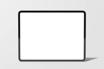 front view tablet pad pro 13 inch tablet display screen gadget mobile device with digital pencil responsive realistic mockup design template isolated in gray background 3d render illustration