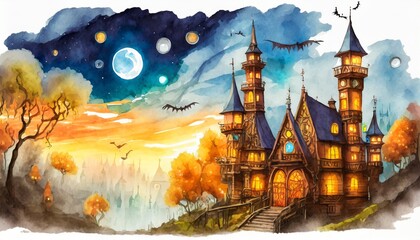 halloween night scene