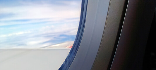 Fototapeta premium The view outside the plane from the window